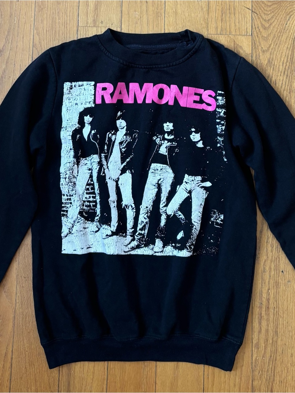 Ramones Black Pullover Sweatshirt with Pink Logo Graphic Size Small
